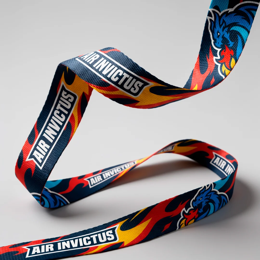Nhdesign project Air Invictus: Brand identity applied to event lanyard