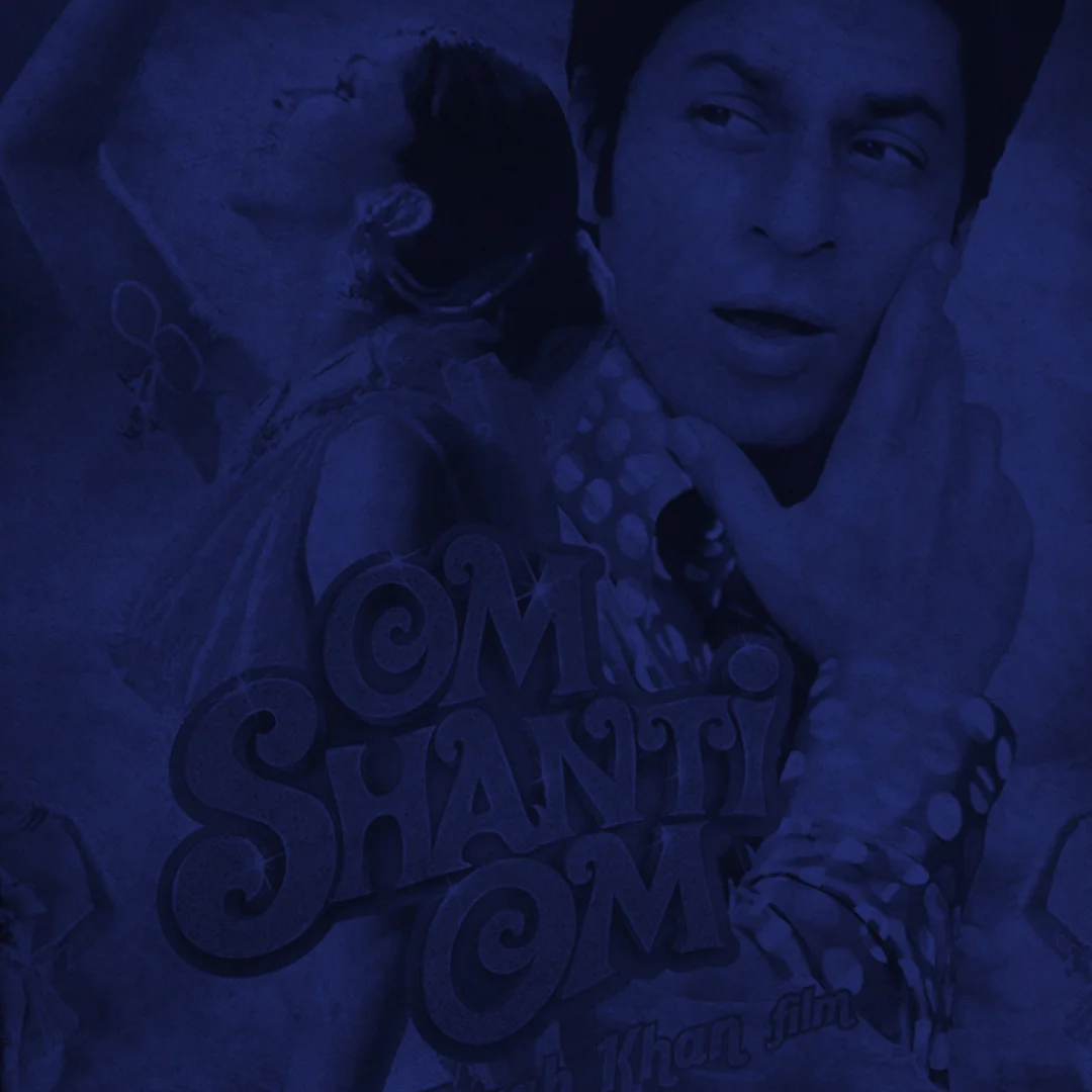 Projeto Bollywood da Nhdesign: Poster Bollywood com fotografia de ator indiano e tipografia em roxo escuro