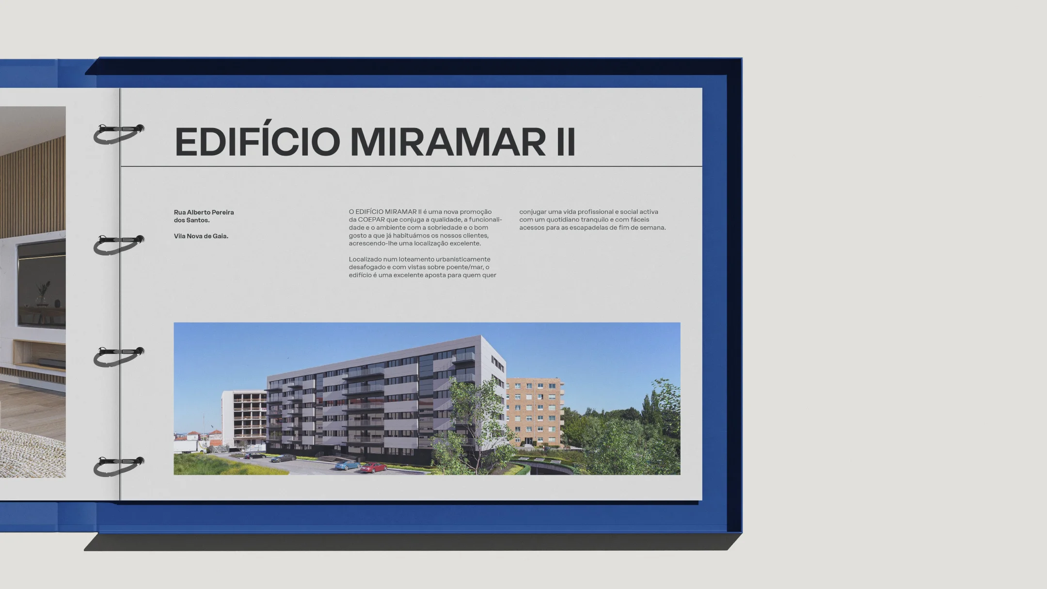 Projeto Coepar da Nhdesign: Página de brochura Coepar com destaque ao Edifício Miramar