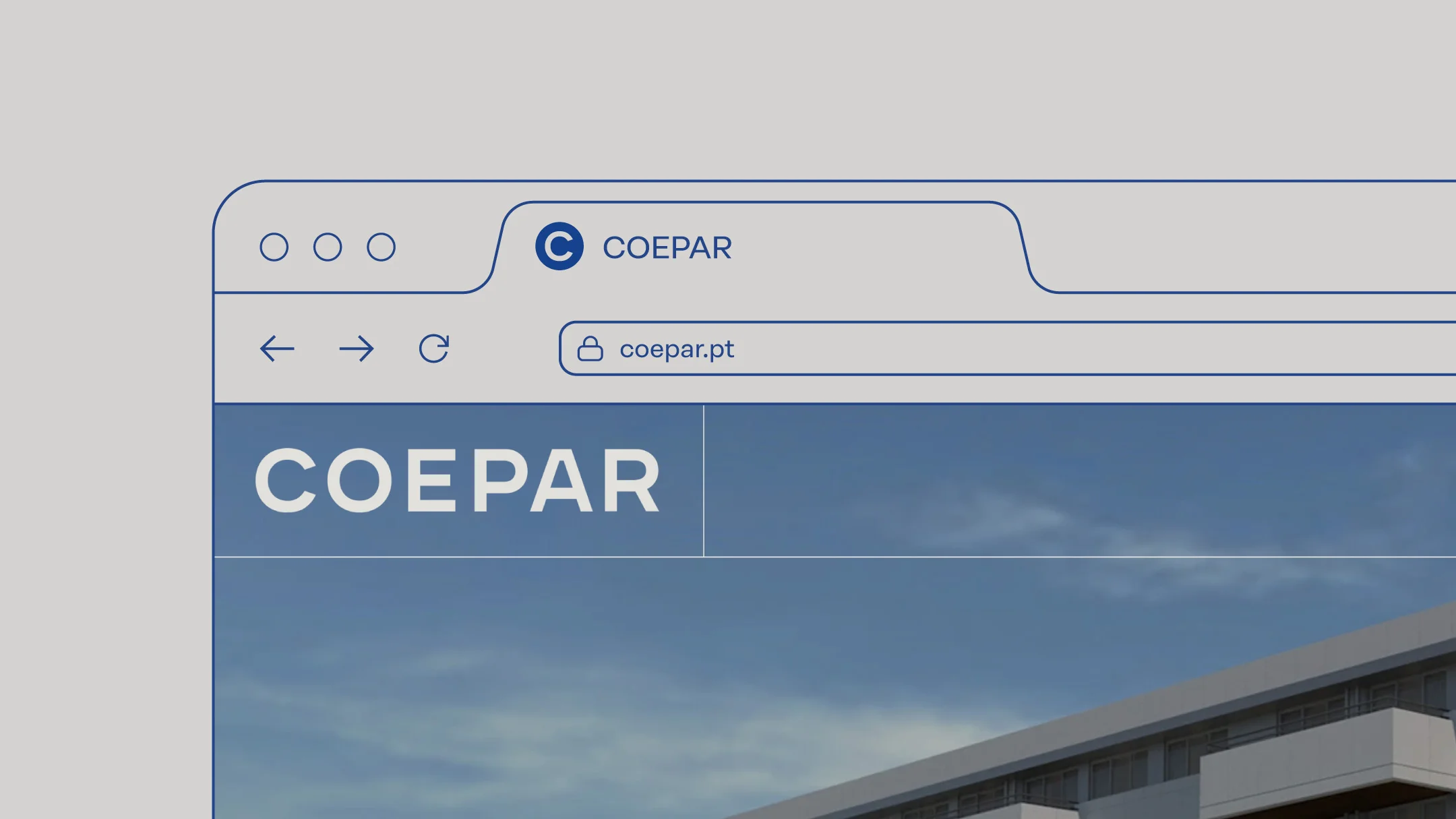 Projeto Coepar da Nhdesign: Ícone digital Coepar para interface web em azul e branco