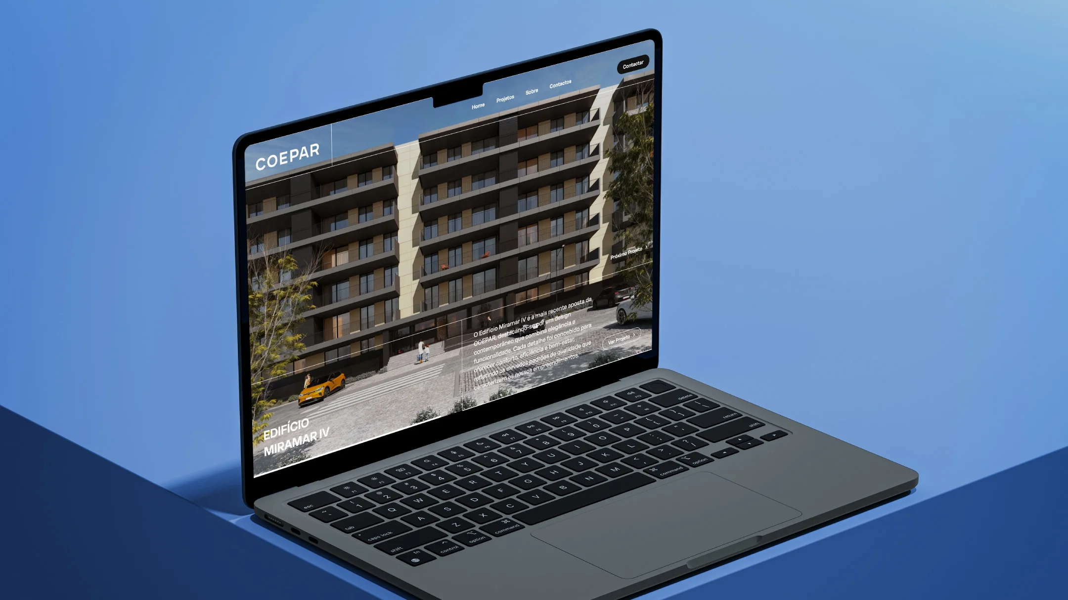 Projeto Coepar da Nhdesign: Página do website Coepar apresentada em ecrã de portátil