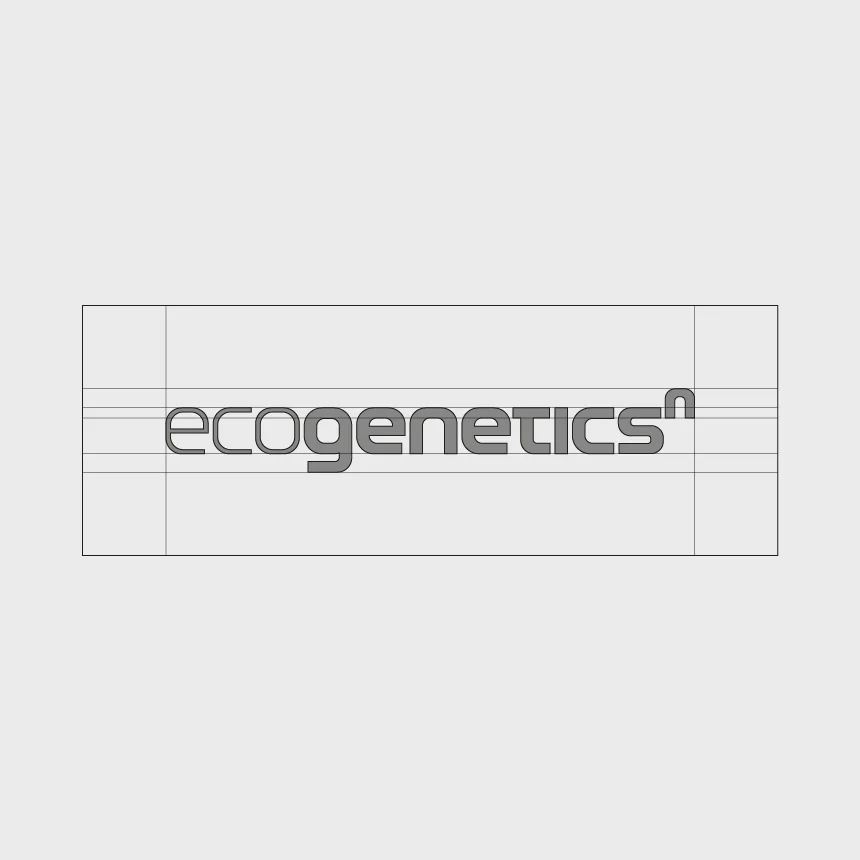 Nhdesign project EcogeneticsN: Construction grid of the EcogeneticsN logo on a gray background