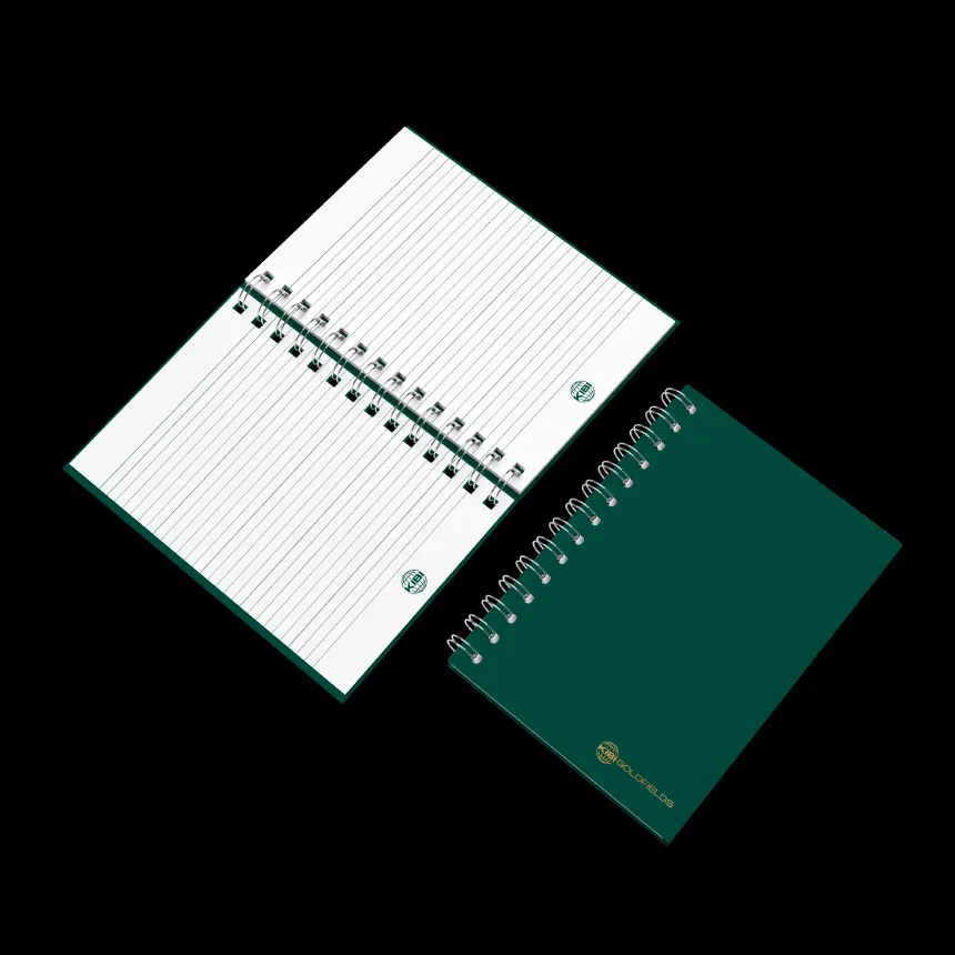 Nhdesign project Kibi Goldfields: Notebook with simple and elegant brand application