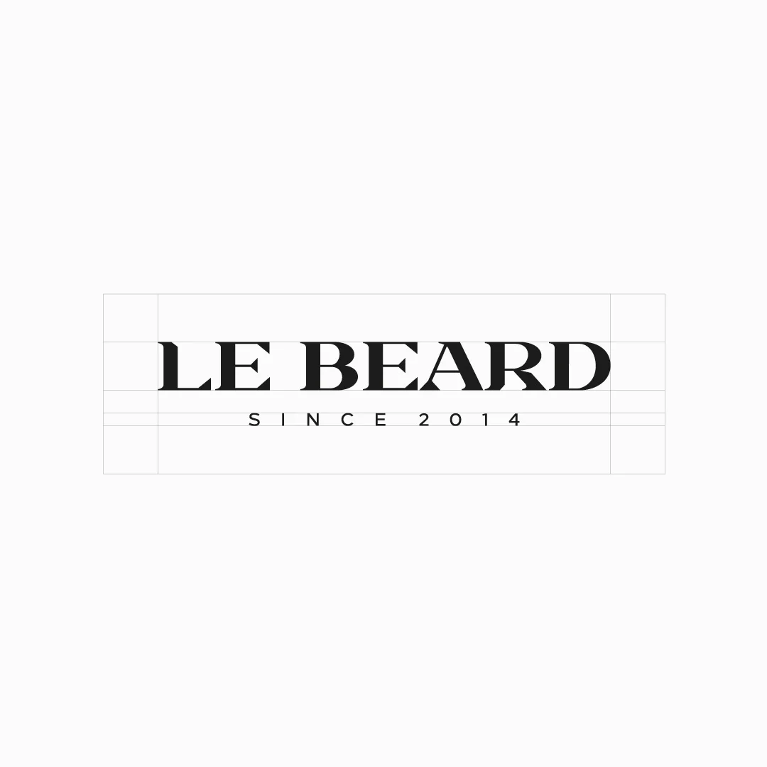 Nhdesign project Le Beard: Construction and proportion study of the Le Beard logo