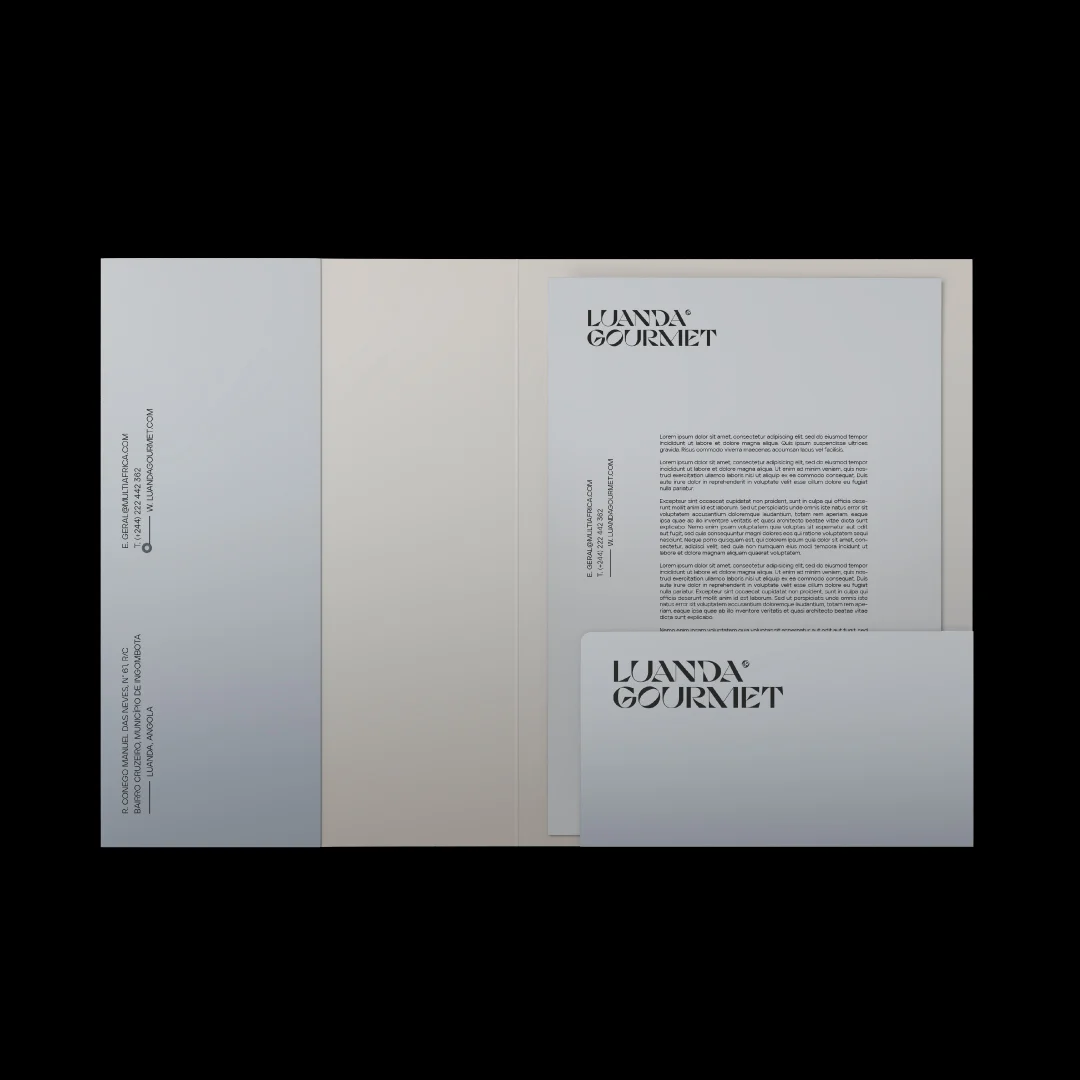 Projeto Luanda Gourmet da Nhdesign: Estacionário da Luanda Gourmet: Capa e Folha de Carta