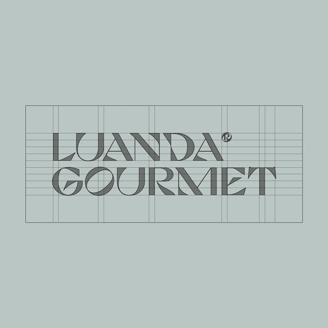 Projeto Luanda Gourmet da Nhdesign: Grelha de Construção do Logo da Luanda Gourmet