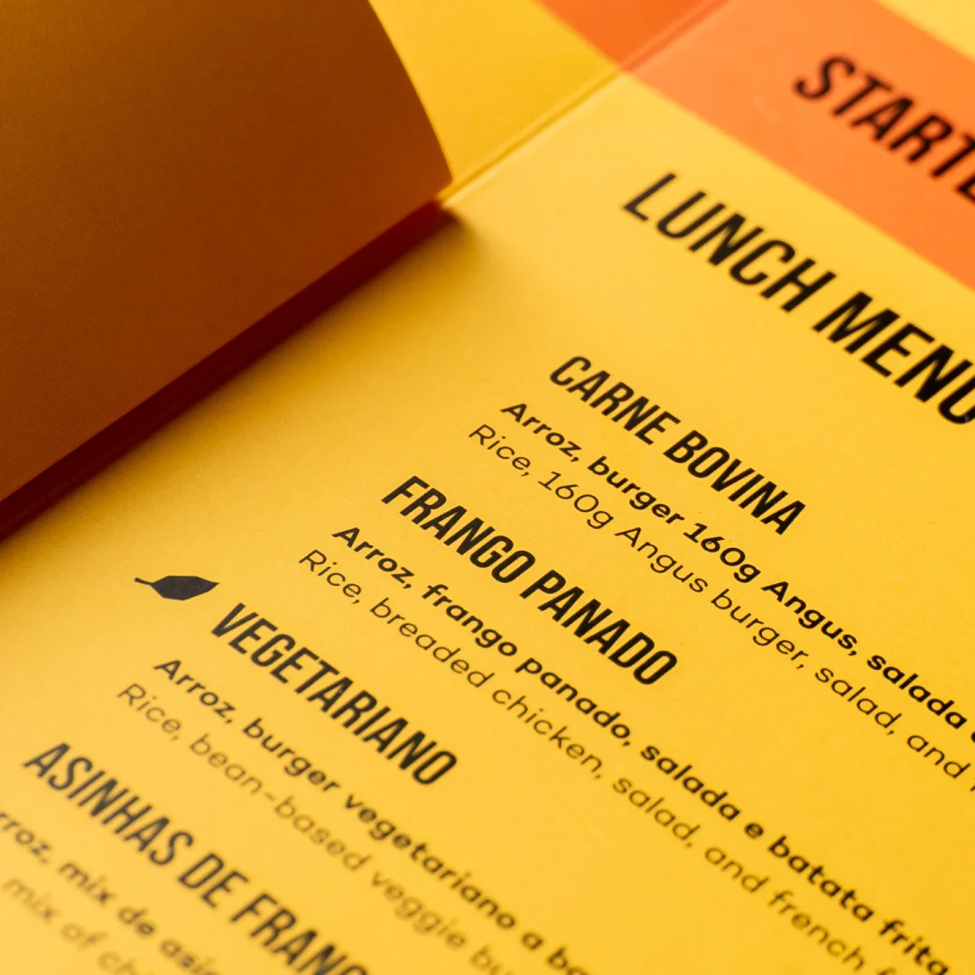 Nhdesign project Maynard's Burgers: Detail of typography and graphic composition of the menu