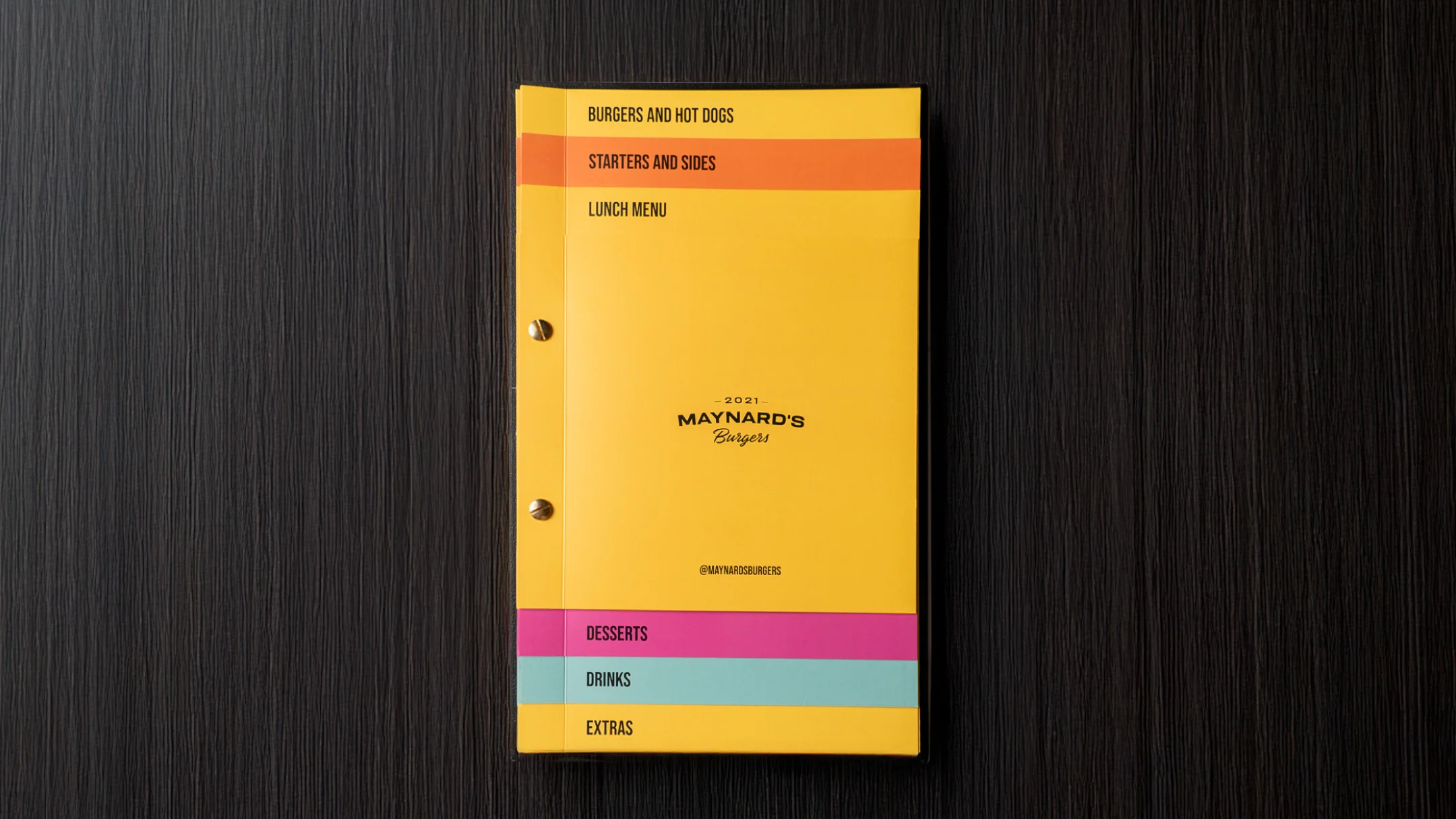 Nhdesign project Maynard's Burgers: Digital menu version adapted for mobile devices