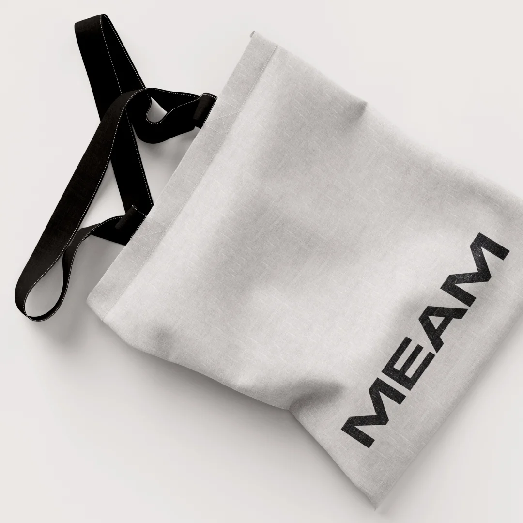 Nhdesign project Meam Concept: White tote bag with the Meam Concept logo