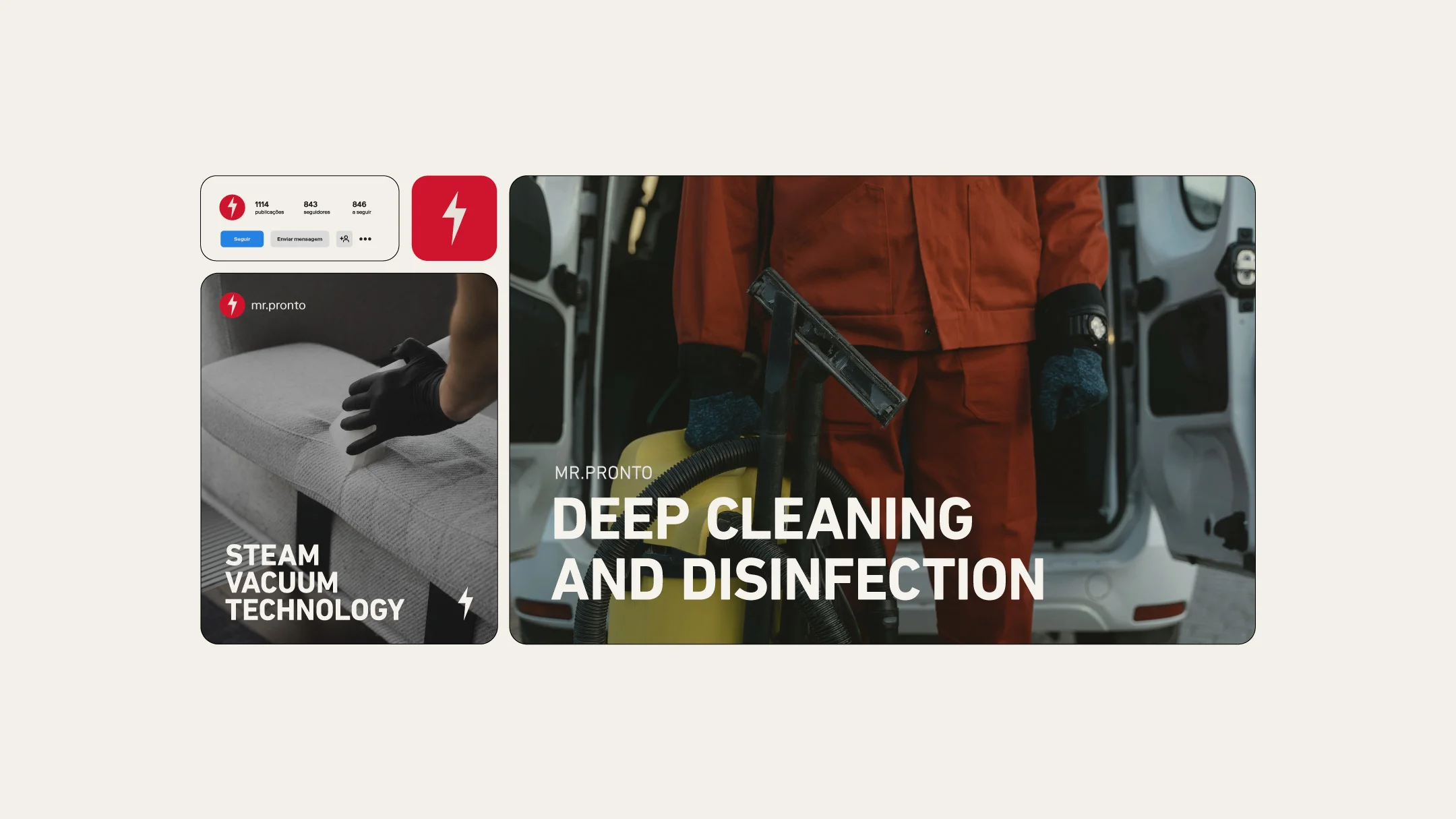 Projeto Mr Pronto da Nhdesign: Design gráfico para as redes sociais da Mr Pronto