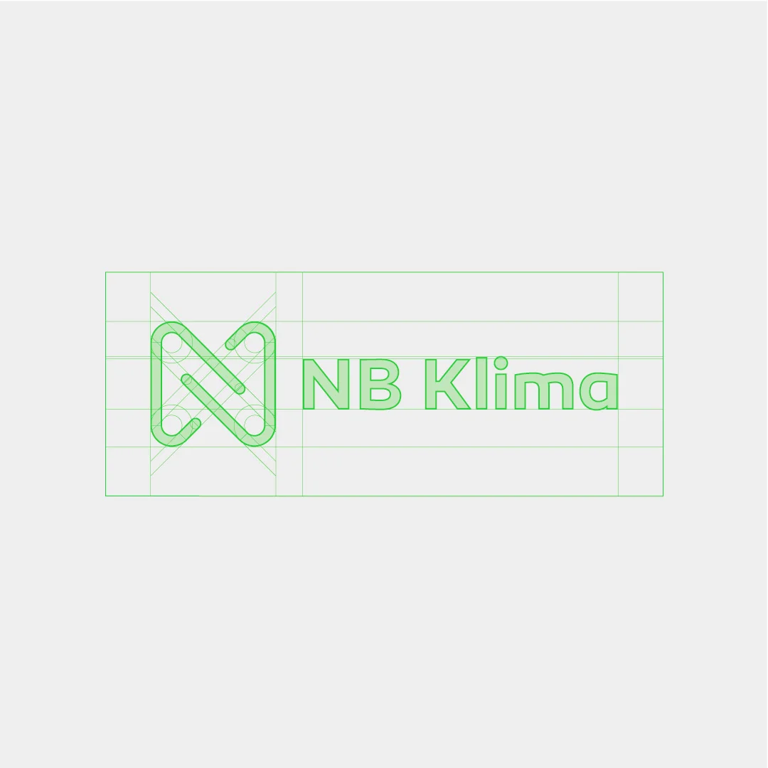 Projeto NB Klima da Nhdesign: Estrutura da grelha para construção do logótipo NB Klima