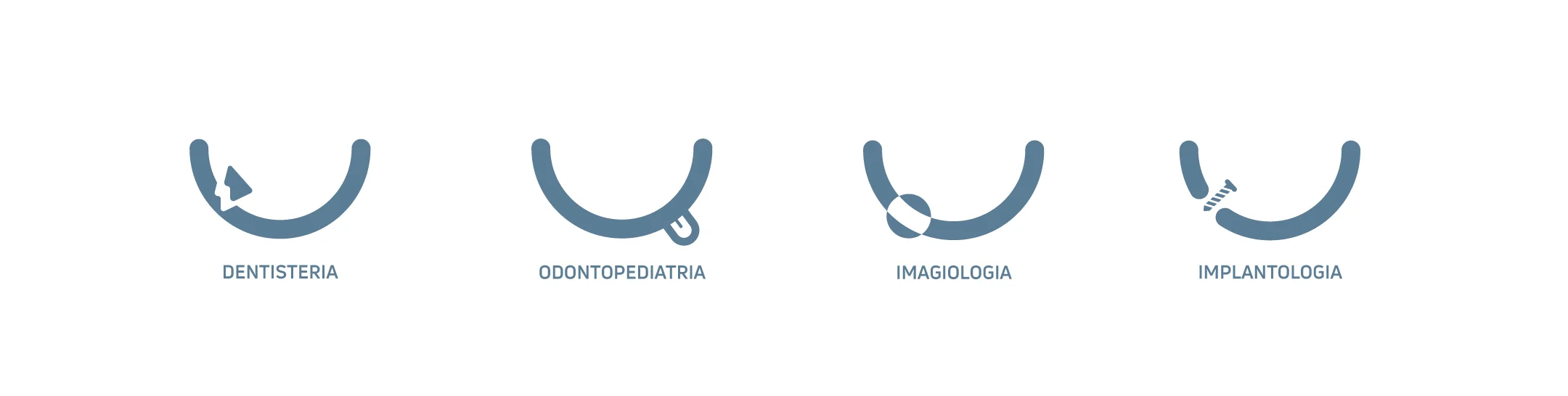Projeto OCEANUS da Nhdesign: Conjunto de ícones gráficos Oceanus Oral Center em azul
