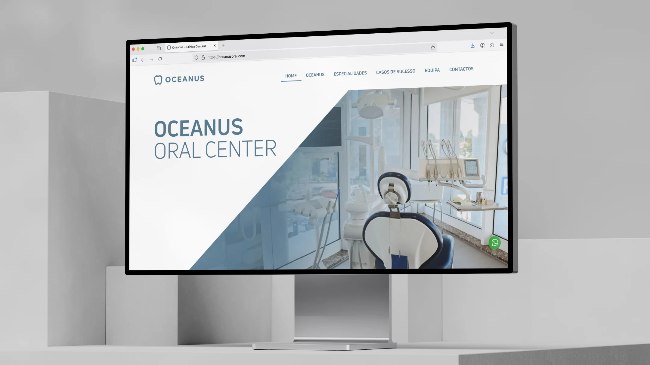 Projeto OCEANUS da Nhdesign: Ecrã a mostrar o website Oceanus Oral Center em design moderno
