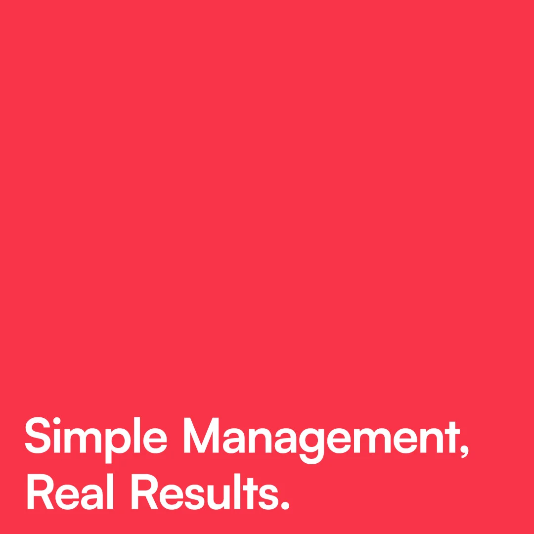 Projeto ON da Nhdesign: Composição tipográfica com o slogan Simple Management Real Results