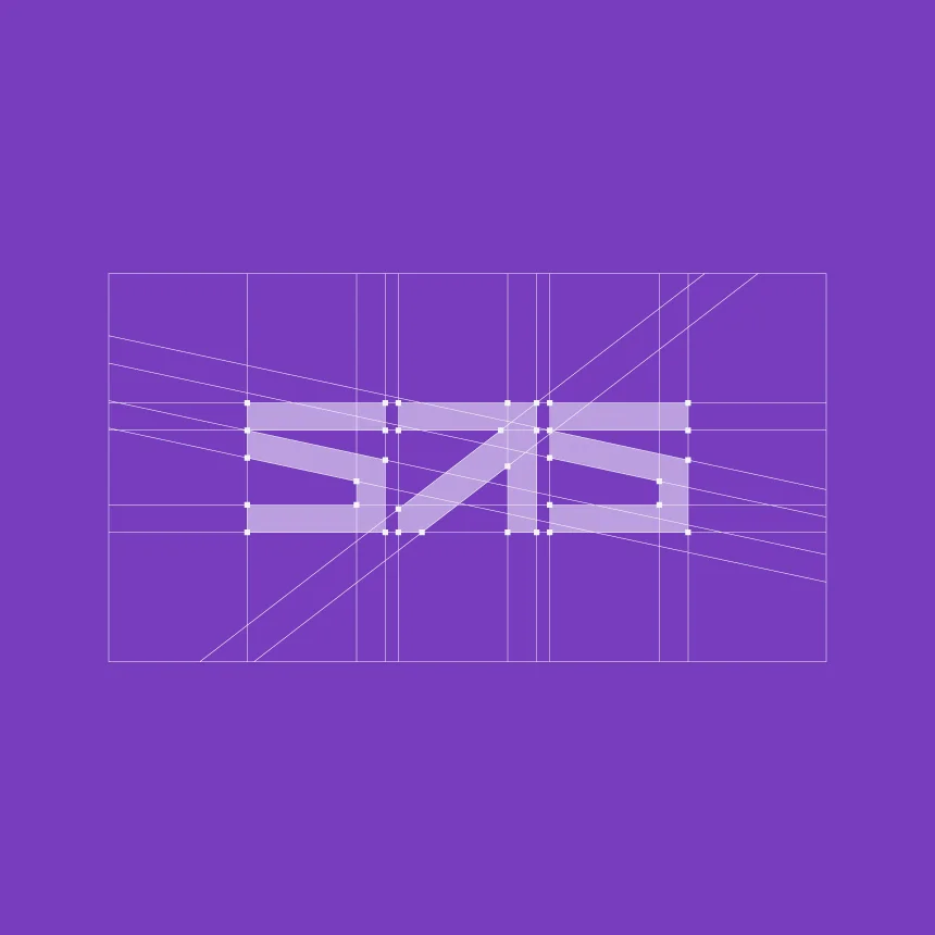 Projeto SAS Global Financing Solutions da Nhdesign: Grelha de construção do logo da SAS.