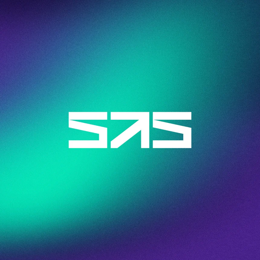 Projeto SAS Global Financing Solutions da Nhdesign: Logo sobre gradiente da SAS.