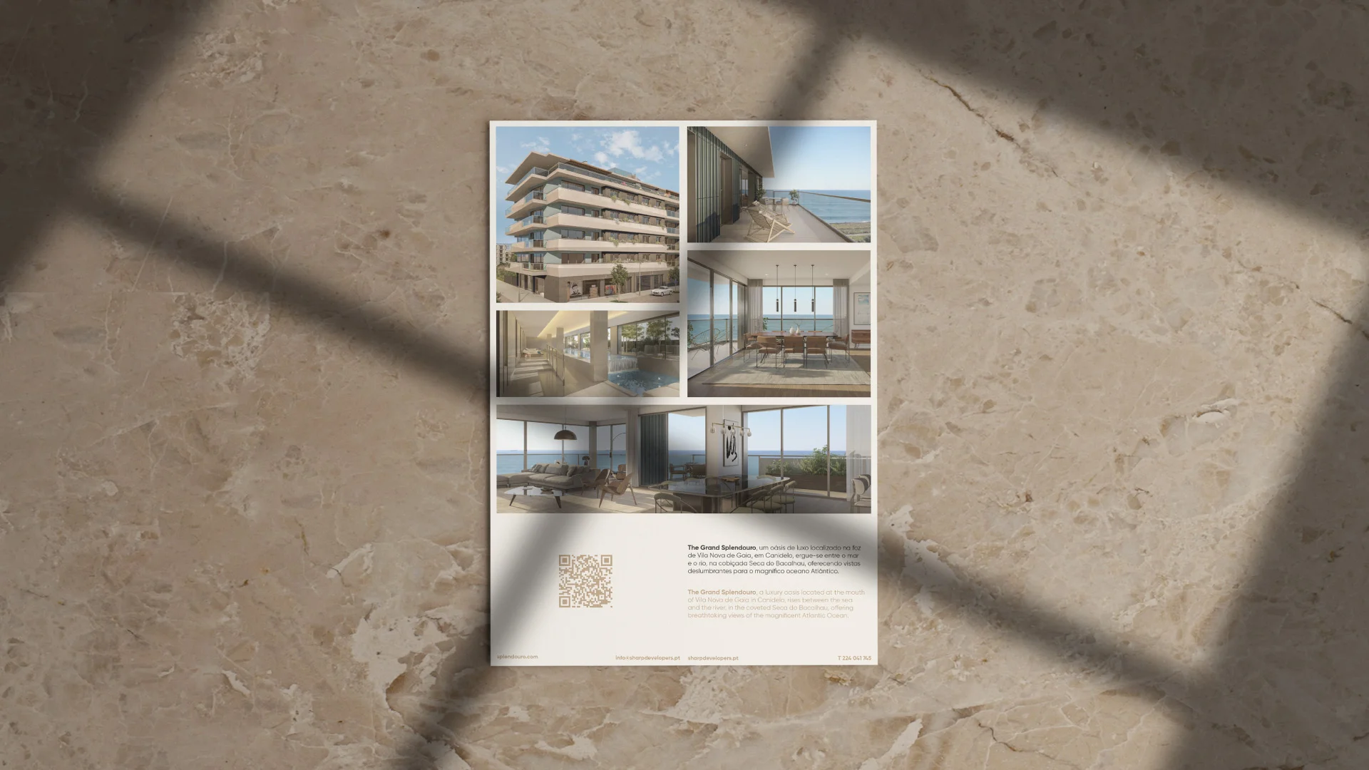 Projeto The Grand Splendouro da Nhdesign: Flyer da marca com informações da empresa