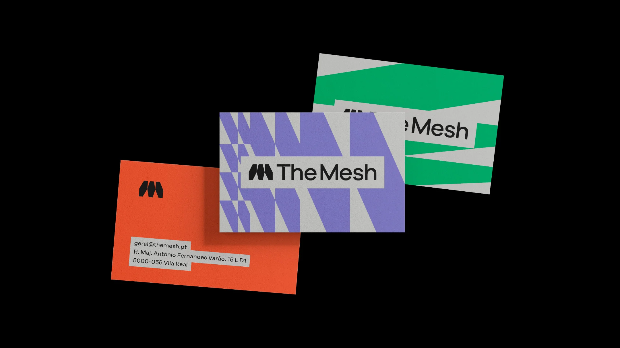 Projeto The Mesh da Nhdesign: Variações de cartões com diferentes aplicações cromáticas