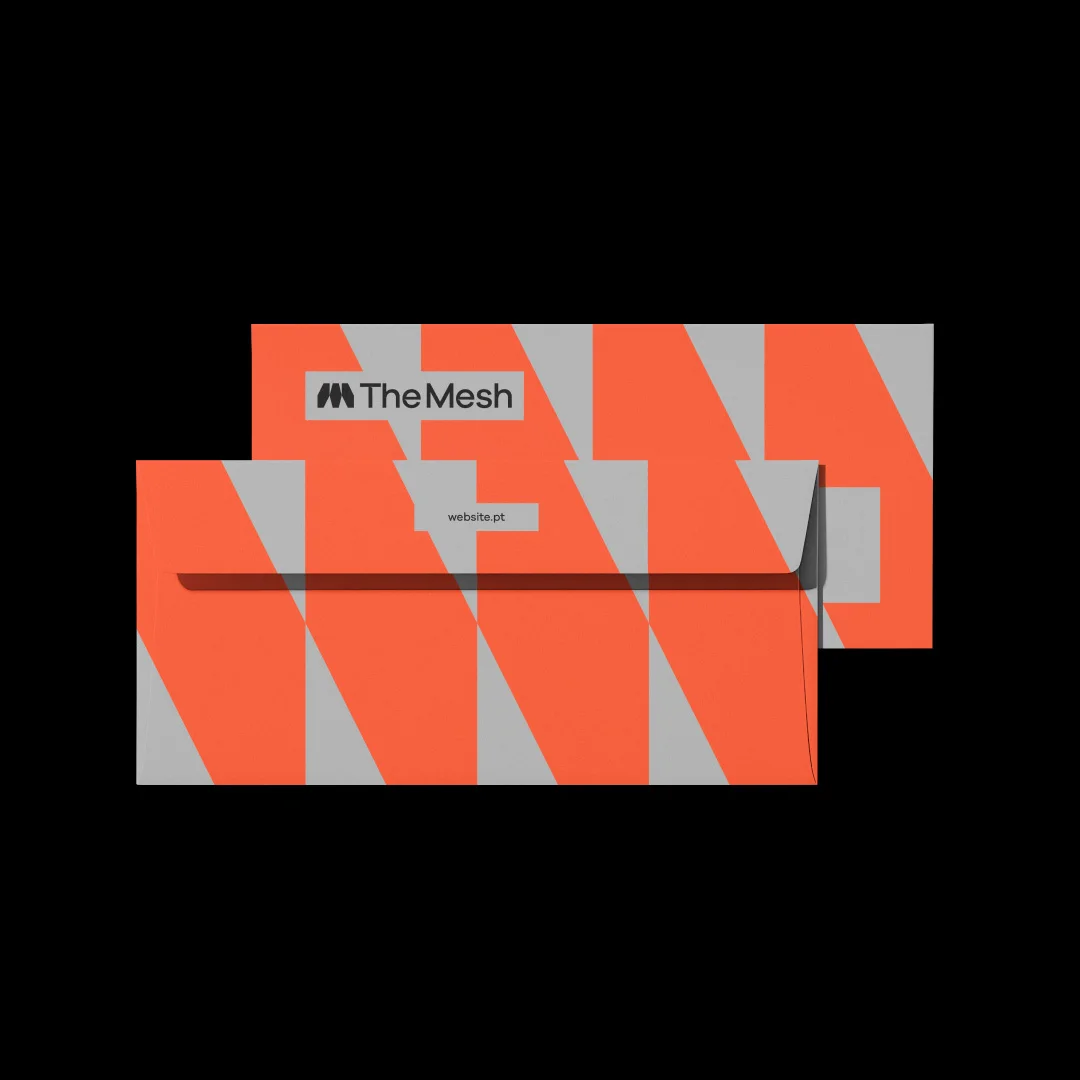 Projeto The Mesh da Nhdesign: Exploração gráfica de letras baseada no sistema visual da marca