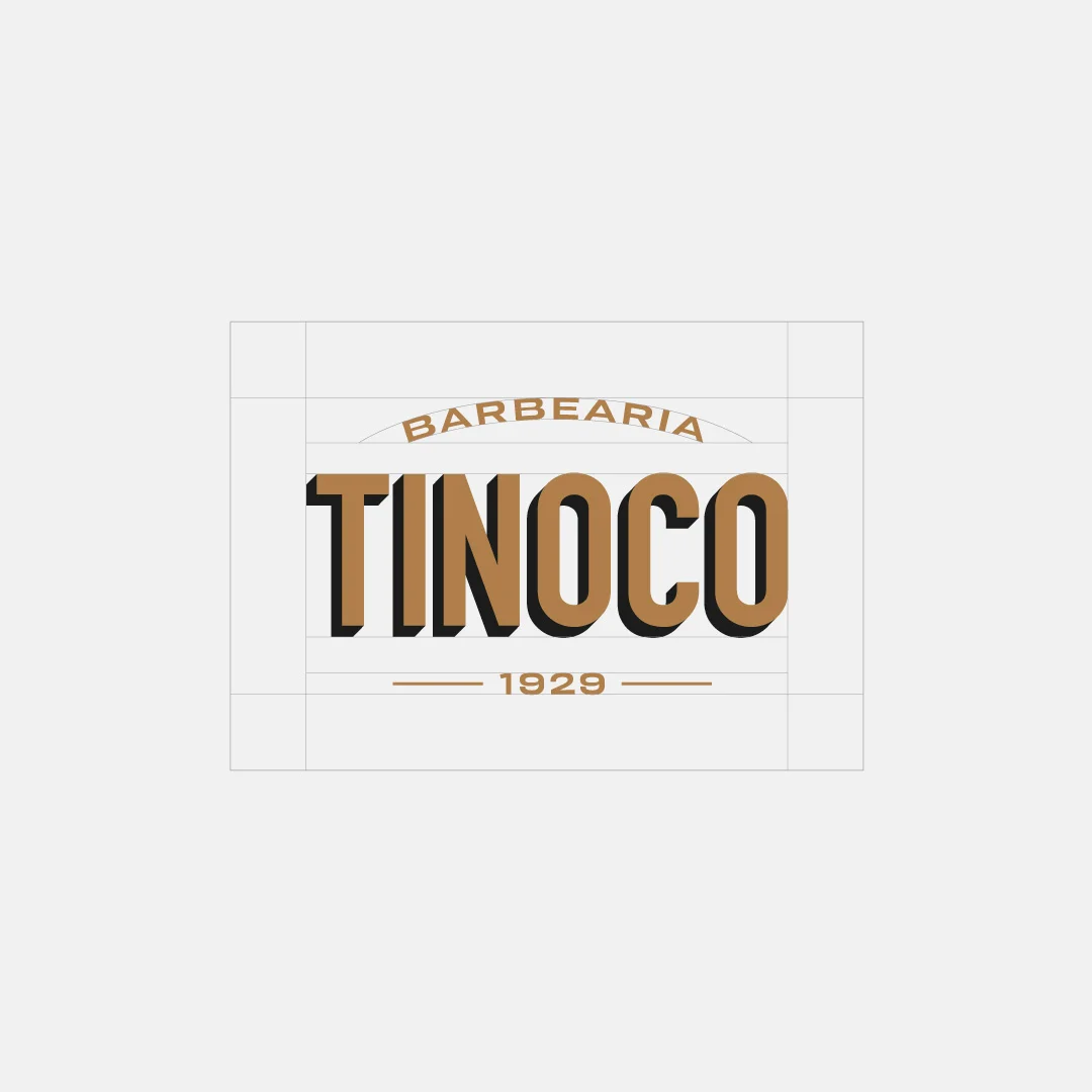 Nhdesign project Barbearia Tinoco: Construction grid of the Tinoco logo.