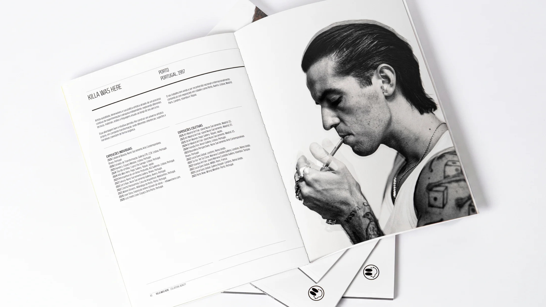 Nhdesign project Collateral Beauty: Catalogue page introducing the artist Killa