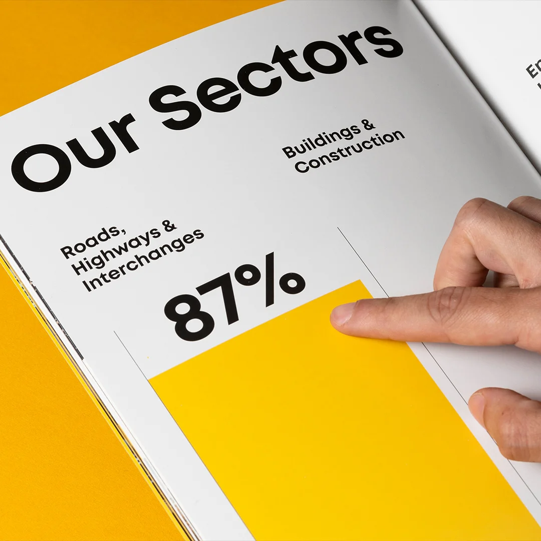 Nhdesign project Rango Company Profile: Company profile page highlighting “Our Sectors”.