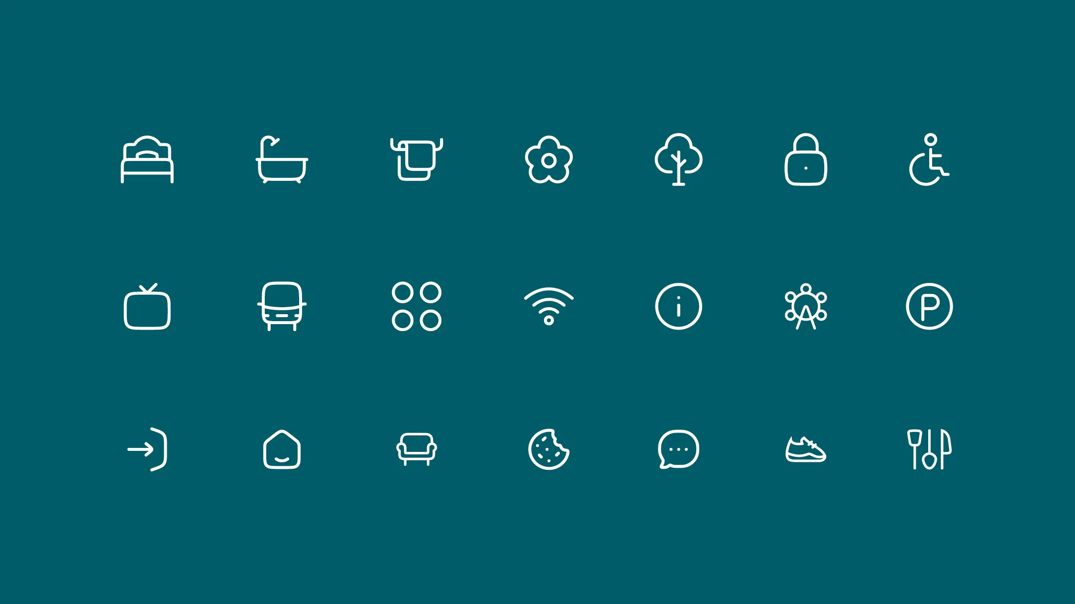 Projeto Art Living da Nhdesign: Conjunto de ícones desenvolvido para representar comodidades e serviços