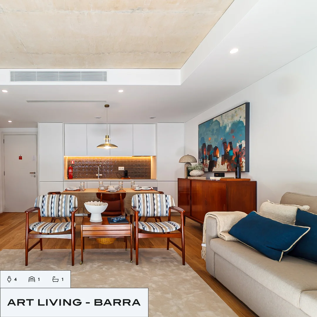 Projeto Art Living da Nhdesign: Interior de apartamento Art Living com sala e cozinha integradas