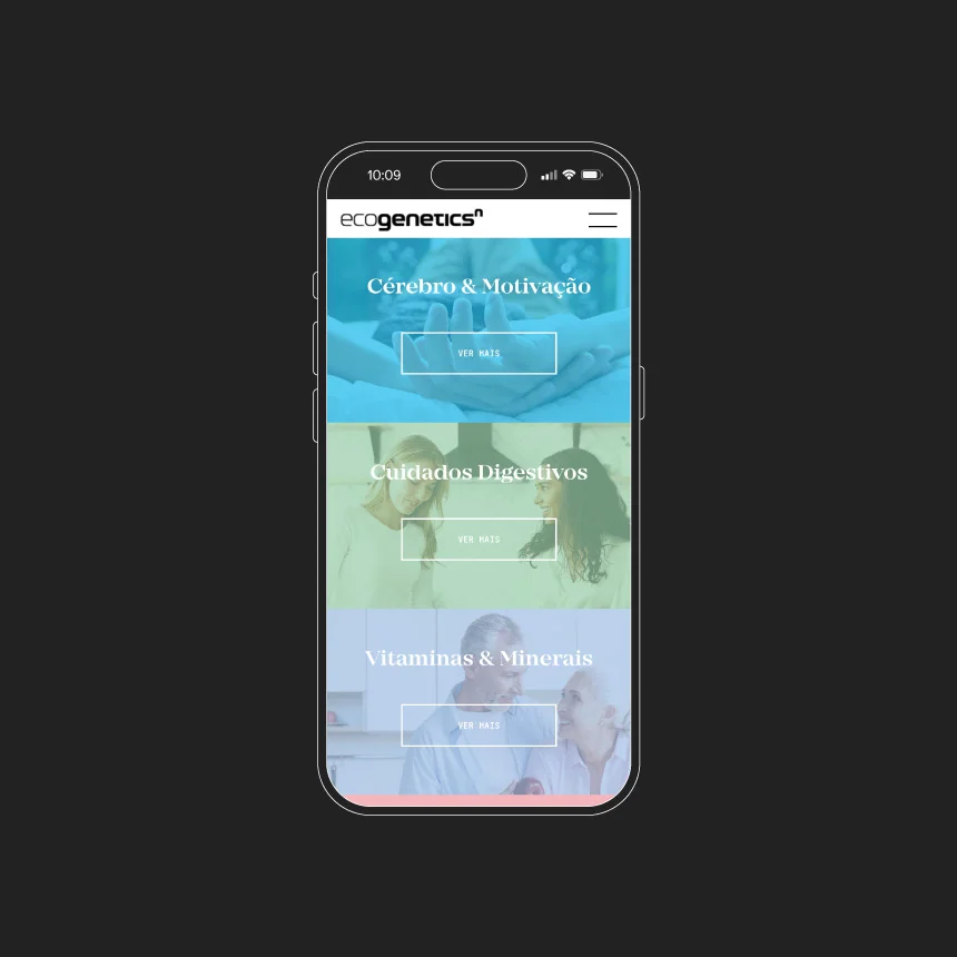 Nhdesign project EcogeneticsN: Responsive website on mobile