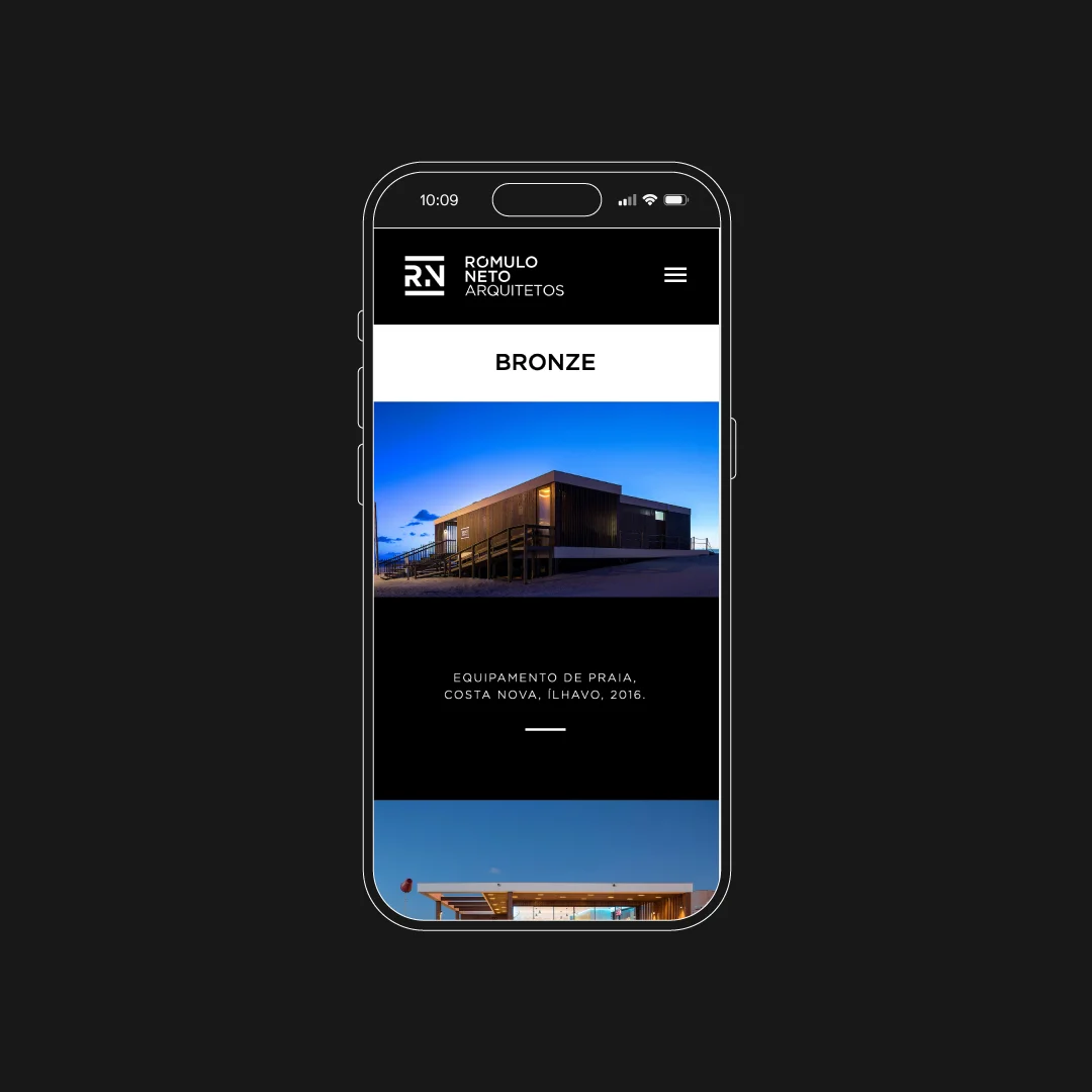 Nhdesign project Rómulo Neto, Arquitetos: Responsive website on mobile