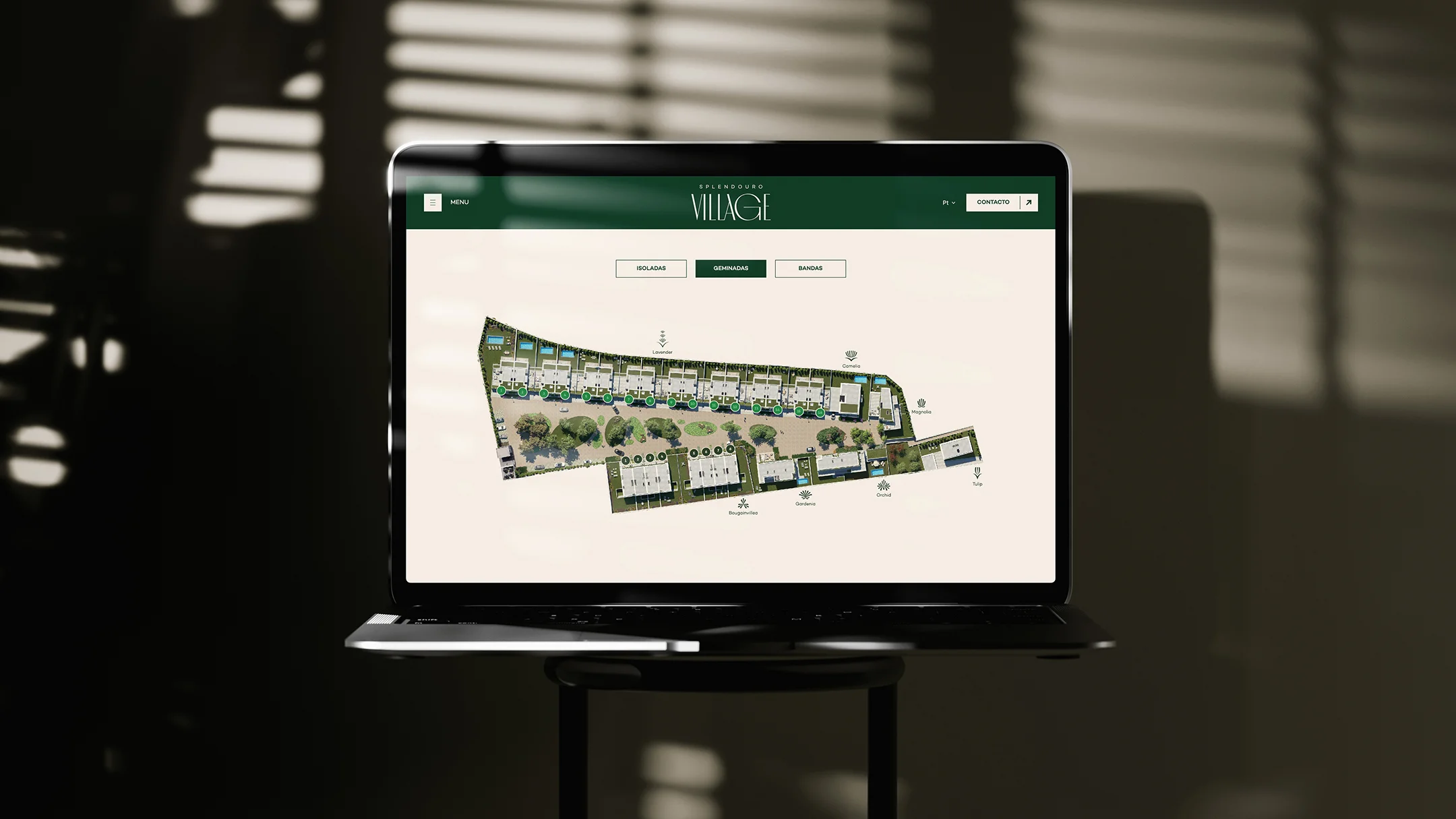 Nhdesign project Splendouro Village: full page of the Splendouro Village website